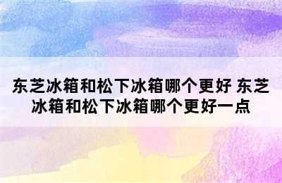 东芝冰箱和松下冰箱哪个更好 东芝冰箱和松下冰箱哪个更好一点